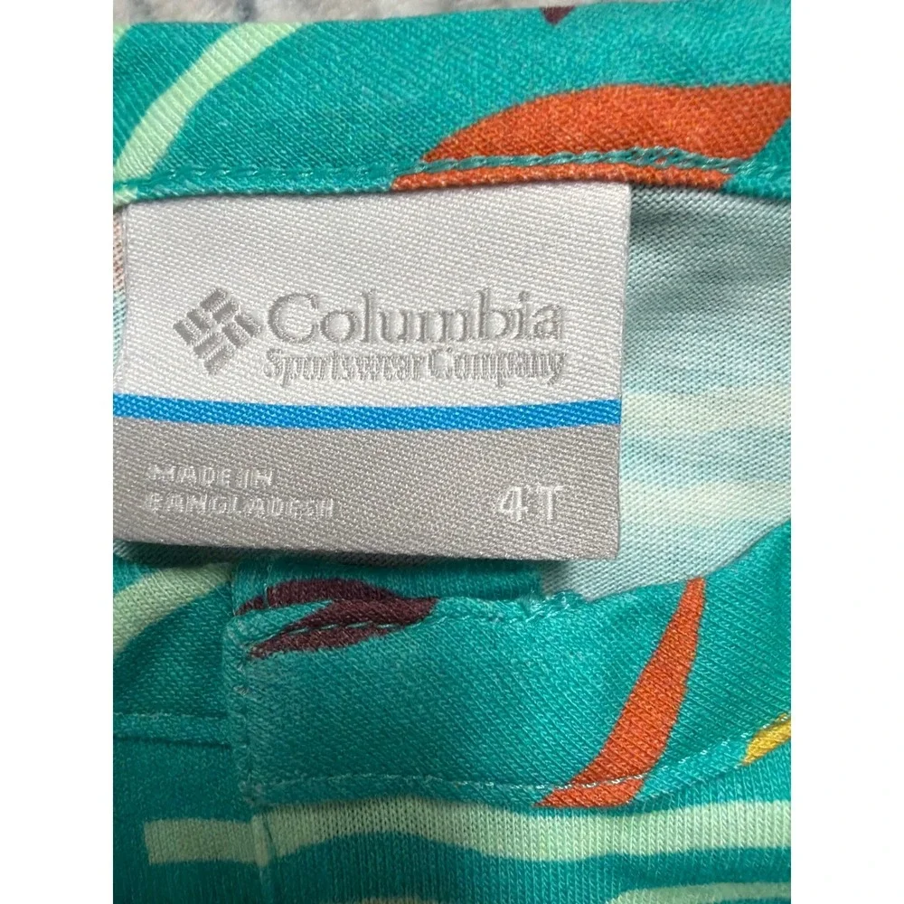 Columbia Little Sur Playsuit Toddler‎ 4T Teal Tropical Palm Tree Romper NWT